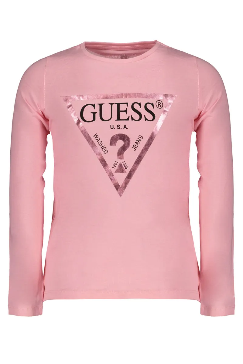 GUESS JEANS T-SHIRT MANICHE LUNGHE BAMBINA ROSA