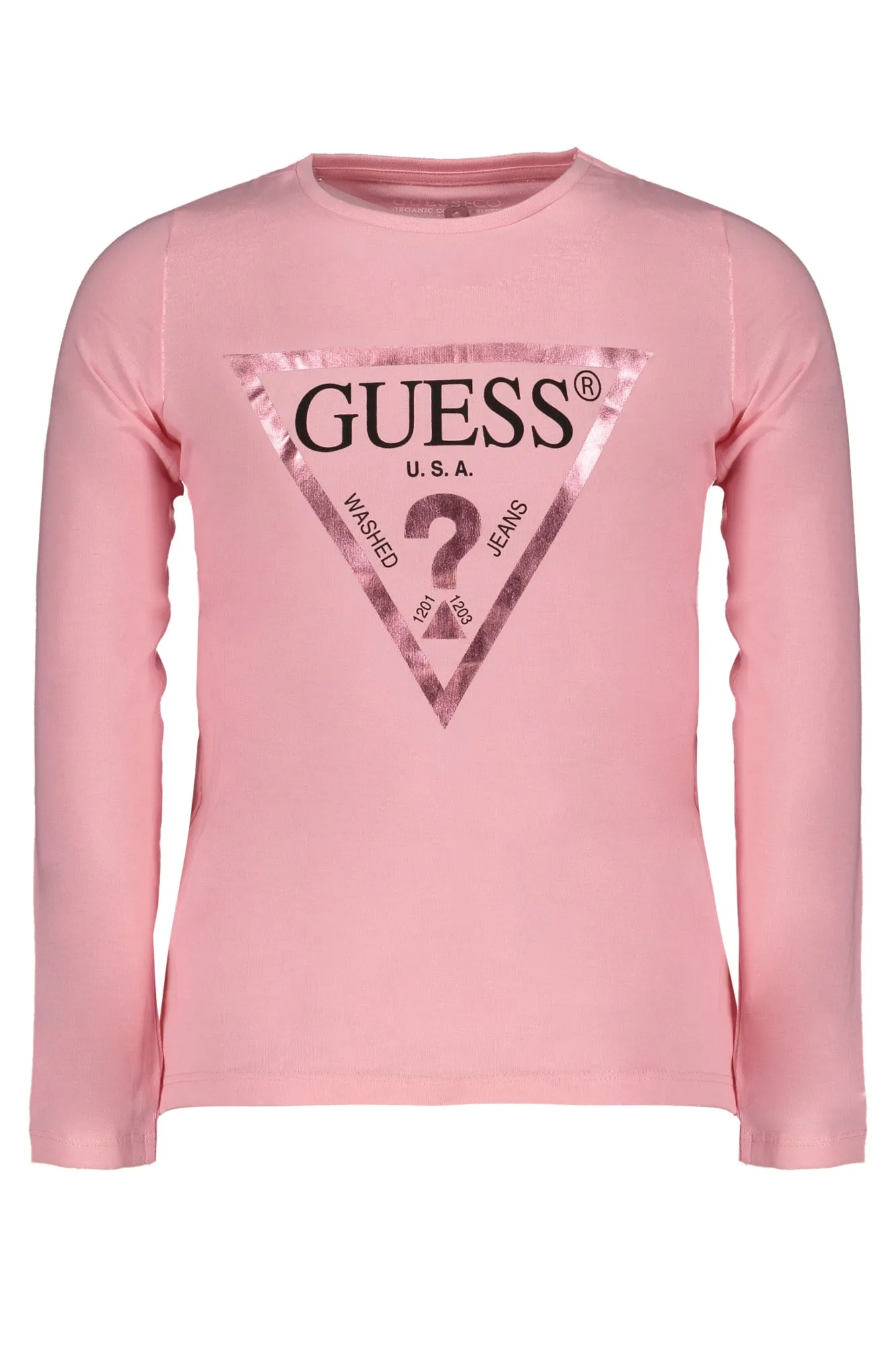 GUESS JEANS T-SHIRT MANICHE LUNGHE BAMBINA ROSA